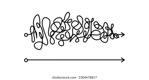 Doodle sketch style of Hand drawn confusion clarity vector illustration for concept design. Simplifying the complex. messy line like hard and easy way.