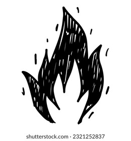 Doodle sketch style of Hand drawn fire isolated on white background. vector illustration.