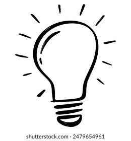 Doodle sketch style of Hand drawn light bulb icon vector illustration for concept design.