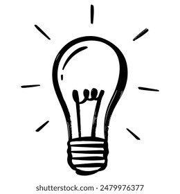 Doodle sketch style of Hand drawn light bulb icon vector illustration for concept design.