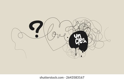 Desenho de doodle estilo de esboço de Corações desenhados à mão ilustração vetorial de desenho de uma linha contínua para design, não slogan perfeito, linhas caóticas aleatórias. Desenho a mão rabisco clew.eps8