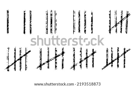 Doodle sketch style of Hand drawn Count bar cartoon vector illustration. Count the days counted in slashes on the walls of a prison or deserted island .