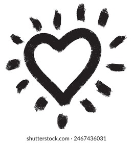 Doodle sketch style of heart cartoon hand drawn illustration for concept design. Bold brush drawn heart. vector illustration.