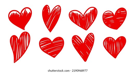 Doodle sketch style of hearts icon vector illustration for concept design.