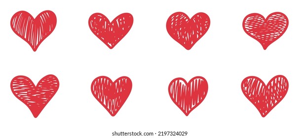 Doodle sketch style of hearts icon vector illustration for concept design.