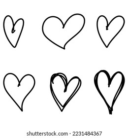 Doodle sketch style of hearts icon vector illustration for concept design.