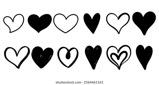 Doodle sketch style of hearts icon vector illustration for concept design.