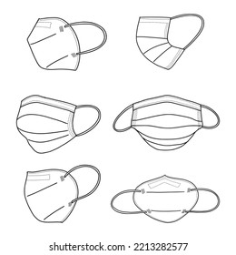 Doodle sketch style of Medical mask cartoon vector illustration for concept design.