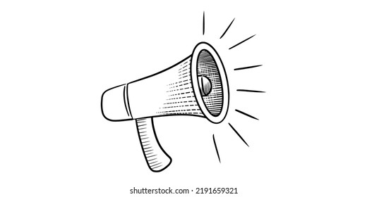 Doodle sketch style of megaphone vector illustration for concept design.