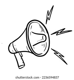 Doodle sketch style of megaphone vector illustration for concept design.