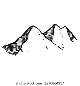 Doodle sketch style of Mountain vector illustration for concept design.