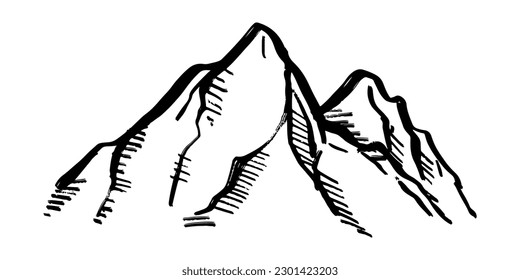 Doodle sketch style of Mountain vector illustration for concept design.