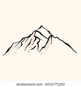 Doodle sketch style of Mountain vector illustration for concept design. Illustration style doodle and line art