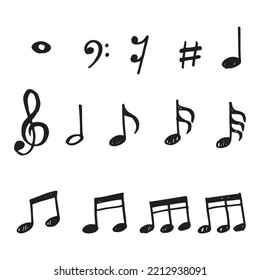Doodle sketch style of music note vector illustration for concept design.