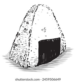 Doodle sketch style of Onigiri Sushi icon vector illustration for concept design.