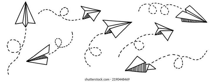 Doodle sketch style of paper plane icon vector illustration for concept design.