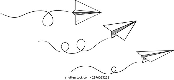 Doodle sketch style of paper plane icon vector illustration for concept design.