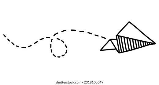 Doodle sketch style of paper plane icon vector illustration for concept design.