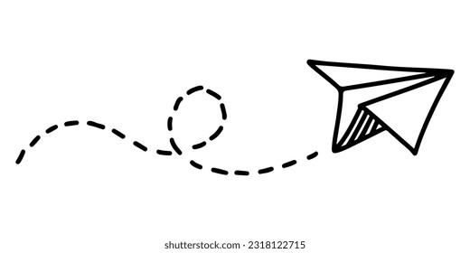Doodle sketch style of paper plane icon vector illustration for concept design.