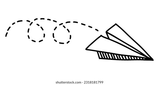 Doodle sketch style of paper plane icon vector illustration for concept design.