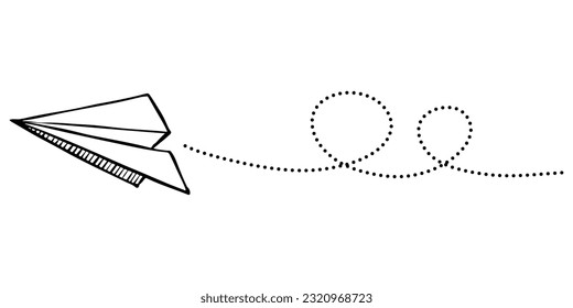 Doodle sketch style of paper plane icon vector illustration for concept design.