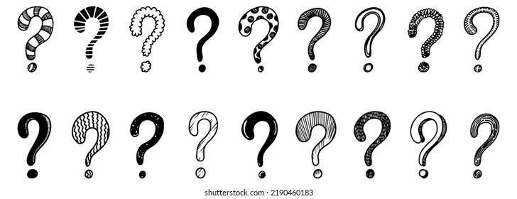 El estilo de esbozo de Doodle de la pregunta marca la ilustración dibujada a mano. para el diseño de conceptos.
