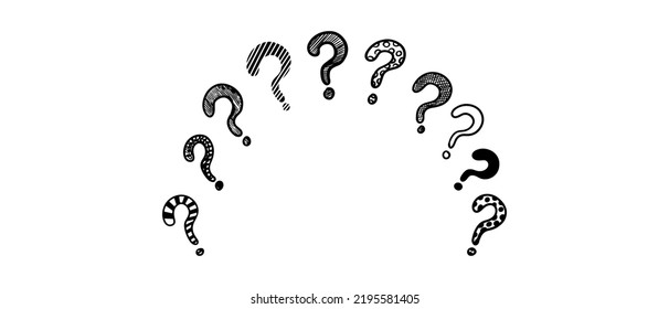 El estilo de esbozo de Doodle de la pregunta marca la ilustración dibujada a mano. para el diseño de conceptos.
