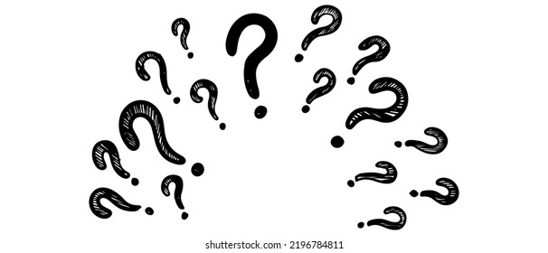 Doodle sketch style of question marks hand drawn illustration. for concept design.
