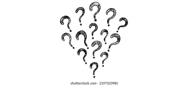 Doodle sketch style of question marks hand drawn illustration. for concept design.
