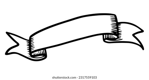 Doodle sketch style of ribbon banner hand drawn illustration. for concept design.