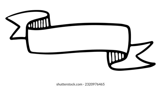 Doodle sketch style of ribbon banner hand drawn illustration. for concept design.