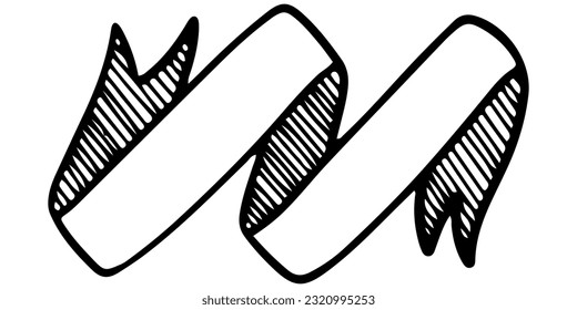 Doodle sketch style of ribbon banner hand drawn illustration. for concept design.