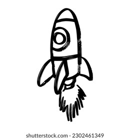 Doodle sketch style of rocket cartoon hand drawn illustration for concept design.