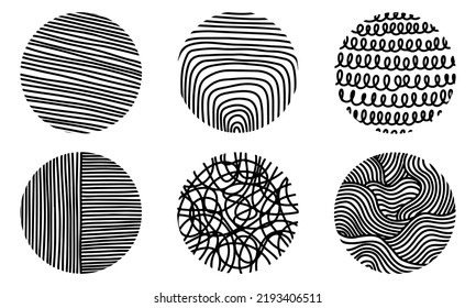 Style de dessin de gribouillage d'Arrière-Plan noir Abstrait rond ou d'illustration dessinée à la main par Motifs pour la conception de concept.