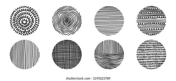 Doodle sketch style of round Abstract black Backgrounds or Patterns hand drawn illustration for concept design.