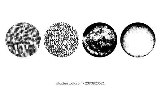 Doodle sketch style of round Abstract black Backgrounds or Patterns hand drawn illustration for concept design.
