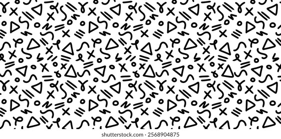 doodle sketch style simple childish scribble children trendy design seamless pattern creative minima