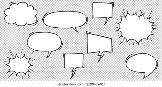 Doodle sketch style of speech bubbles hand drawn illustration. for concept design.