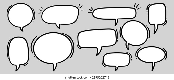 Doodle sketch style of speech bubbles hand drawn illustration. for concept design.