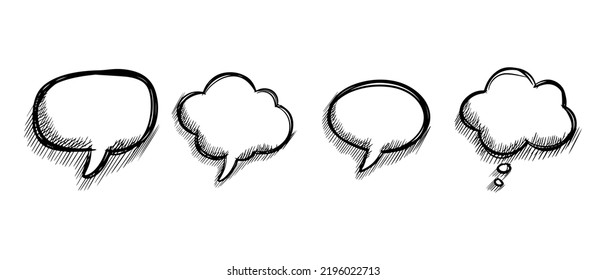 Dibujo Doodle estilo de burbujas de voz ilustración dibujada a mano. para el diseño de conceptos.