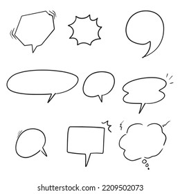 Doodle sketch style of speech bubbles hand drawn illustration. for concept design.