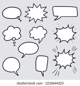 Doodle sketch style of speech bubbles hand drawn illustration. for concept design.