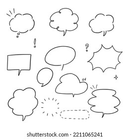 Doodle sketch style of speech bubbles hand drawn illustration. for concept design.