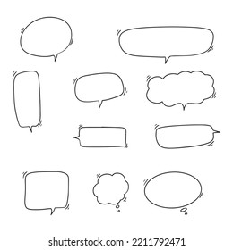 Doodle sketch style of speech bubbles hand drawn illustration. for concept design.