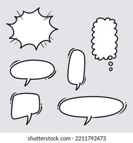 Doodle sketch style of speech bubbles hand drawn illustration. for concept design.