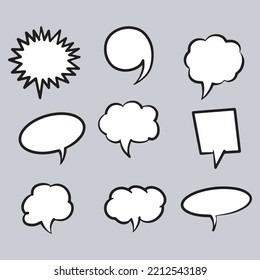 Doodle sketch style of speech bubbles hand drawn illustration. for concept design.