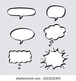 Doodle sketch style of speech bubbles hand drawn illustration. for concept design.