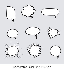 Doodle sketch style of speech bubbles hand drawn illustration. for concept design.