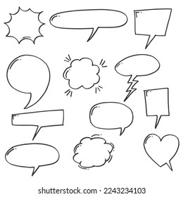 Doodle sketch style of speech bubbles hand drawn illustration. for concept design.