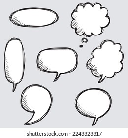 Doodle sketch style of speech bubbles hand drawn illustration. for concept design.